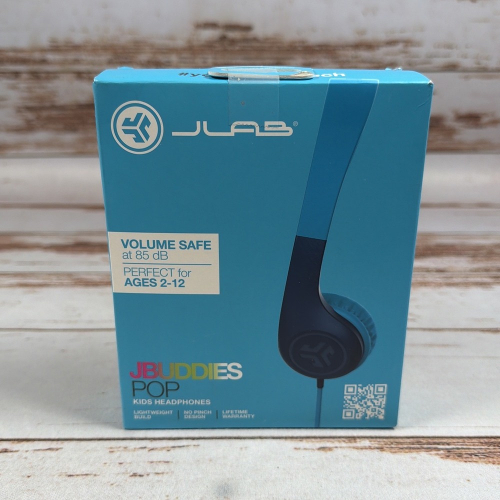 JLab JBuddies Pop Kids Safe Volume Limiting 3.5mm Wired Headphones Blue New
